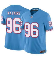 Men Tennessee Titans 96 Carlos Watkins Blue 2025 F U S E  Throwback Vapor Limited Stitched Football Jersey