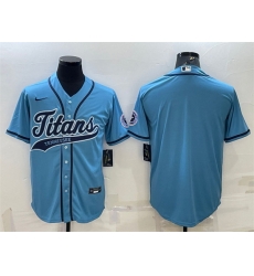 Men Tennessee Titans Blank Blue With Patch Cool Base Stitched Baseball Jersey Men Tennessee Titans Blank Blue With Patch Cool Base Stitched Baseball Jersey