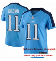 Titans 11 A J Brown Light Blue Women Stitched Football Limited Rush Jersey Titans 11 A J Brown Light Blue Women Stitched Football Limited Rush Jersey