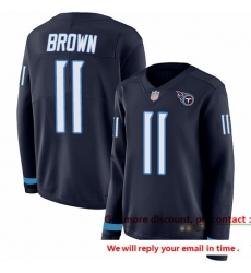 Titans 11 A J Brown Navy Blue Team Color Women Stitched Football Limited Therma Long Sleeve Jersey Titans 11 A J Brown Navy Blue Team Color Women Stitched Football Limited Therma Long Sleeve Jersey