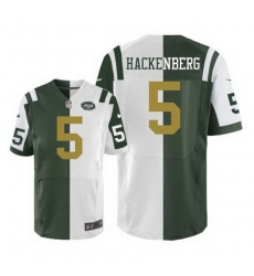 Nike Jets #5 Christian Hackenberg Green White Mens Stitched NFL Elite Split Jersey Nike Jets #5 Christian Hackenberg Green White Mens Stitched NFL Elite Split Jersey