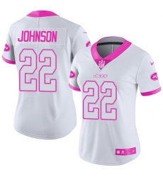 Nike Jets #22 Trumaine Johnson White Pink Womens Stitched NFL Limited Rush Fashion Jersey Nike Jets #22 Trumaine Johnson White Pink Womens Stitched NFL Limited Rush Fashion Jersey