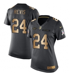 Nike Jets #24 Darrelle Revis Black Womens Stitched NFL Limited Gold Salute to Service Jersey Nike Jets #24 Darrelle Revis Black Womens Stitched NFL Limited Gold Salute to Service Jersey