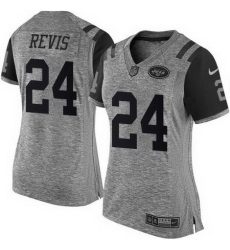 Nike Jets #24 Darrelle Revis Gray Womens Stitched NFL Limited Gridiron Gray Jersey Nike Jets #24 Darrelle Revis Gray Womens Stitched NFL Limited Gridiron Gray Jersey