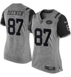 Nike Jets #87 Eric Decker Gray Womens Stitched NFL Limited Gridiron Gray Jersey Nike Jets #87 Eric Decker Gray Womens Stitched NFL Limited Gridiron Gray Jersey