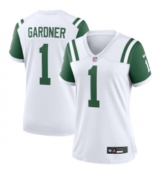 Women New York Jets 1 Ahmad Sauce White Classic Alternate Stitched Jersey Women New York Jets 1 Ahmad Sauce White Classic Alternate Stitched Jersey