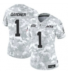 Women New York Jets 1 Sauce Gardner 2024 F U S E Arctic Camo Salute To Service Limited Stitched Jersey Women New York Jets 1 Sauce Gardner 2024 F U S E Arctic Camo Salute To Service Limited Stitched Jersey