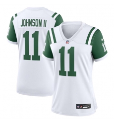 Women New York Jets 11 Jermaine Johnson II White Classic Alternate Stitched Jersey Women New York Jets 11 Jermaine Johnson II White Classic Alternate Stitched Jersey