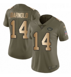 Womens Nike New York Jets 14 Sam Darnold Limited OliveGold 2017 Salute to Service NFL Jersey Womens Nike New York Jets 14 Sam Darnold Limited OliveGold 2017 Salute to Service NFL Jersey