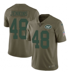 Nike Jets #48 Jordan Jenkins Olive Youth Stitched NFL Limited 2017 Salute to Service Jersey