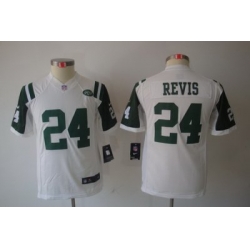 Nike Youth New York Jets #24 Revis White Limited Jerseys