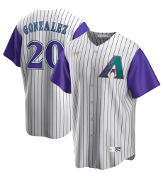 Men Arizona Diamondbacks 20 Luis Gonzalez Nike Alternate Cooperstown Collection Player MLB Jersey Cream Purple Men Arizona Diamondbacks 20 Luis Gonzalez Nike Alternate Cooperstown Collection Player MLB Jersey Cream Purple