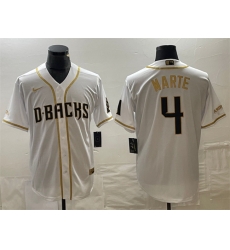 Men Arizona Diamondbacks 4 Ketel Marte White Gold Cool Base Stitched Baseball Jersey Men Arizona Diamondbacks 4 Ketel Marte White Gold Cool Base Stitched Baseball Jersey