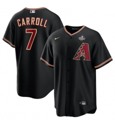 Men Arizona Diamondbacks 7 Corbin Carroll Black 2023 World Series Cool Base Stitched Baseball Jersey 596 Men Arizona Diamondbacks 7 Corbin Carroll Black 2023 World Series Cool Base Stitched Baseball Jersey 596