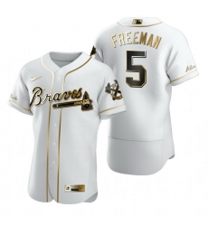 Atlanta Braves 5 Freddie Freeman White Nike Mens Authentic Golden Edition MLB Jersey Atlanta Braves 5 Freddie Freeman White Nike Mens Authentic Golden Edition MLB Jersey