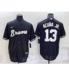Men Atlanta Braves 13 Ronald Acu F1a Jr Black Cool Base Stitched Baseball Jersey Men Atlanta Braves 13 Ronald Acu F1a Jr Black Cool Base Stitched Baseball Jersey
