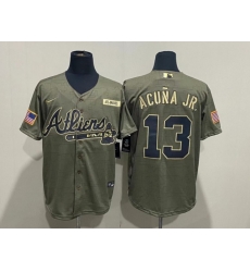 Men Atlanta Braves 13 Ronald Acuna Jr 2021 Camo Salute To Service Cool Base Stitched Jersey Men Atlanta Braves 13 Ronald Acuna Jr 2021 Camo Salute To Service Cool Base Stitched Jersey