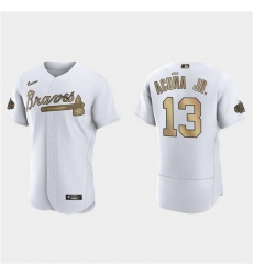 Men Atlanta Braves 13 Ronald Acuna Jr 2022 All Star White Flex Base Stitched Baseball Jersey Men Atlanta Braves 13 Ronald Acuna Jr 2022 All Star White Flex Base Stitched Baseball Jersey