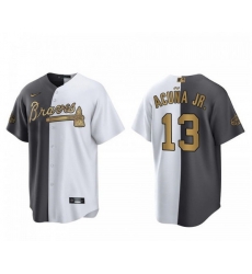 Men Atlanta Braves 13 Ronald Acuna Jr 2022 All Star White Gray Two Tone Split Cool Base Stitched Baseball Jersey Men Atlanta Braves 13 Ronald Acuna Jr 2022 All Star White Gray Two Tone Split Cool Base Stitched Baseball Jersey
