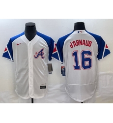 Men Atlanta Braves 16 Travis D 27Arnaud White 2023 City Connect Flex Base Stitched Jersey Men Atlanta Braves 16 Travis D 27Arnaud White 2023 City Connect Flex Base Stitched Jersey