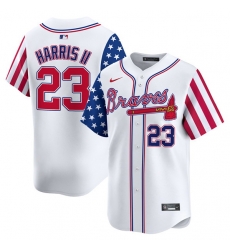Men Atlanta Braves 23 Michael Harris II White 2024 Independence Day Vapor Limited Stitched Baseball Jersey Men Atlanta Braves 23 Michael Harris II White 2024 Independence Day Vapor Limited Stitched Baseball Jersey