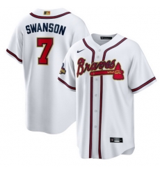 Men Atlanta Braves 237 Dansby Swanson 2022 White Gold World Series Champions Program Cool Base Stitched Baseball jersey Men Atlanta Braves 237 Dansby Swanson 2022 White Gold World Series Champions Program Cool Base Stitched Baseball jersey