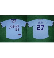Men Atlanta Braves 27 Austin Riley 1982 Light Blue Cool Base Stitched Baseball Jersey Men Atlanta Braves 27 Austin Riley 1982 Light Blue Cool Base Stitched Baseball Jersey