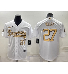 Men Atlanta Braves 27 Austin Riley 2022 All Star White Cool Base Stitched Baseball Jersey Men Atlanta Braves 27 Austin Riley 2022 All Star White Cool Base Stitched Baseball Jersey