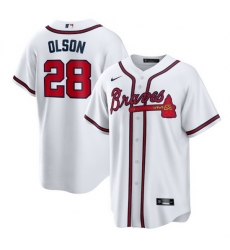 Men Atlanta Braves 28 Matt Olson White Cool Base Stitched Baseball jersey Men Atlanta Braves 28 Matt Olson White Cool Base Stitched Baseball jersey