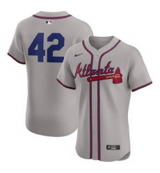 Men Atlanta Braves 42 Jackie Robinson Gray Flex Base Stitched Jersey Men Atlanta Braves 42 Jackie Robinson Gray Flex Base Stitched Jersey