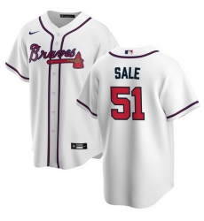 Men Atlanta Braves 51 Chris Sale White Cool Base Stitched Baseball Jersey Men Atlanta Braves 51 Chris Sale White Cool Base Stitched Baseball Jersey