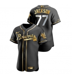 Men Atlanta Braves 77 Luke Jackson Black Gold 2020 Nike Flexbase Jersey Men Atlanta Braves 77 Luke Jackson Black Gold 2020 Nike Flexbase Jersey