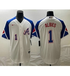 Men's Atlanta Braves #1 Ozzie Albies Number White 2023 City Connect Cool Base Stitched Jerseys Men's Atlanta Braves #1 Ozzie Albies Number White 2023 City Connect Cool Base Stitched Jerseys