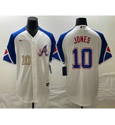 Men's Atlanta Braves #10 Chipper Jones Number White 2023 City Connect Cool Base Stitched Jerseys Men's Atlanta Braves #10 Chipper Jones Number White 2023 City Connect Cool Base Stitched Jerseys