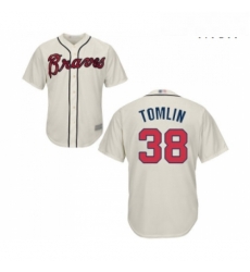 Mens Atlanta Braves 38 Josh Tomlin Replica Cream Alternate 2 Cool Base Baseball Jersey Mens Atlanta Braves 38 Josh Tomlin Replica Cream Alternate 2 Cool Base Baseball Jersey