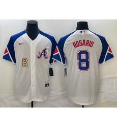 Men's Atlanta Braves #8 Eddie Rosario Number White 2023 City Connect Cool Base Stitched Jerseys Men's Atlanta Braves #8 Eddie Rosario Number White 2023 City Connect Cool Base Stitched Jerseys