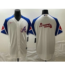 Men's Atlanta Braves Big Logo White 2023 City Connect Cool Base Stitched Jersey Men's Atlanta Braves Big Logo White 2023 City Connect Cool Base Stitched Jersey