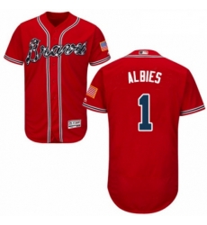 Mens Majestic Atlanta Braves 1 Ozzie Albies Red Alternate Flex Base Authentic Collection MLB Jersey Mens Majestic Atlanta Braves 1 Ozzie Albies Red Alternate Flex Base Authentic Collection MLB Jersey