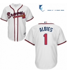 Mens Majestic Atlanta Braves 1 Ozzie Albies Replica White Home Cool Base MLB Jersey Mens Majestic Atlanta Braves 1 Ozzie Albies Replica White Home Cool Base MLB Jersey