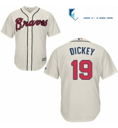 Mens Majestic Atlanta Braves 19 RA Dickey Replica Cream Alternate 2 Cool Base MLB Jersey Mens Majestic Atlanta Braves 19 RA Dickey Replica Cream Alternate 2 Cool Base MLB Jersey