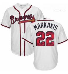 Mens Majestic Atlanta Braves 22 Nick Markakis Authentic White Team Logo Fashion Cool Base MLB Jersey Mens Majestic Atlanta Braves 22 Nick Markakis Authentic White Team Logo Fashion Cool Base MLB Jersey