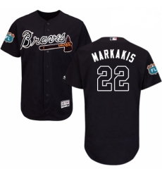 Mens Majestic Atlanta Braves 22 Nick Markakis Navy Blue Alternate Flex Base Authentic Collection MLB Jersey
