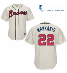 Mens Majestic Atlanta Braves 22 Nick Markakis Replica Cream Alternate 2 Cool Base MLB Jersey Mens Majestic Atlanta Braves 22 Nick Markakis Replica Cream Alternate 2 Cool Base MLB Jersey