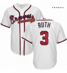 Mens Majestic Atlanta Braves 3 Babe Ruth Authentic White Team Logo Fashion Cool Base MLB Jersey Mens Majestic Atlanta Braves 3 Babe Ruth Authentic White Team Logo Fashion Cool Base MLB Jersey