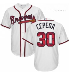 Mens Majestic Atlanta Braves 30 Orlando Cepeda Authentic White Team Logo Fashion Cool Base MLB Jersey Mens Majestic Atlanta Braves 30 Orlando Cepeda Authentic White Team Logo Fashion Cool Base MLB Jersey