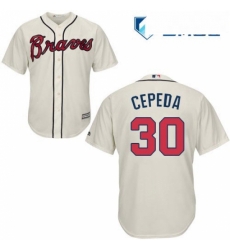 Mens Majestic Atlanta Braves 30 Orlando Cepeda Replica Cream Alternate 2 Cool Base MLB Jersey Mens Majestic Atlanta Braves 30 Orlando Cepeda Replica Cream Alternate 2 Cool Base MLB Jersey