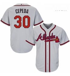 Mens Majestic Atlanta Braves 30 Orlando Cepeda Replica Grey Road Cool Base MLB Jersey Mens Majestic Atlanta Braves 30 Orlando Cepeda Replica Grey Road Cool Base MLB Jersey