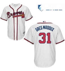 Mens Majestic Atlanta Braves 31 Greg Maddux Replica White Home Cool Base MLB Jersey Mens Majestic Atlanta Braves 31 Greg Maddux Replica White Home Cool Base MLB Jersey