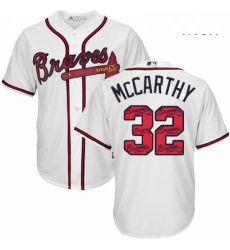 Mens Majestic Atlanta Braves 32 Brandon McCarthy Authentic White Team Logo Fashion Cool Base MLB Jersey Mens Majestic Atlanta Braves 32 Brandon McCarthy Authentic White Team Logo Fashion Cool Base MLB Jersey