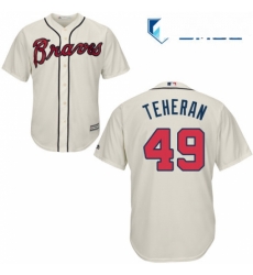 Mens Majestic Atlanta Braves 49 Julio Teheran Replica Cream Alternate 2 Cool Base MLB Jersey Mens Majestic Atlanta Braves 49 Julio Teheran Replica Cream Alternate 2 Cool Base MLB Jersey